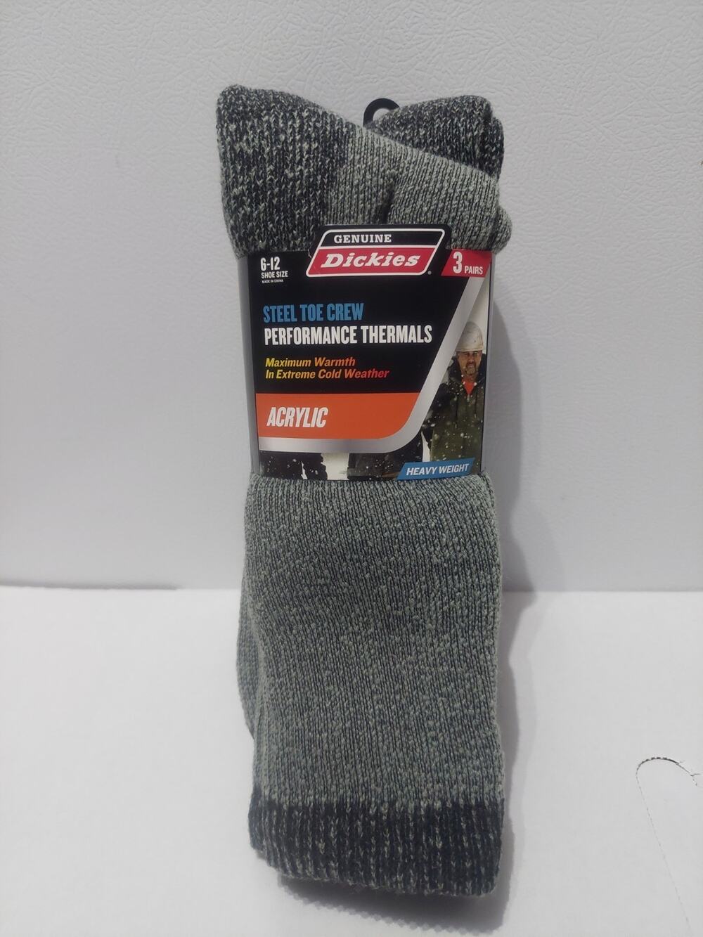 Dickies 3pr Steel Toe Acrylic Blend Heavy Thermal Crew Socks Size 6-12 *NEW*
